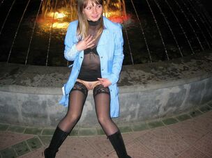 Poons and Stockings outdoors,