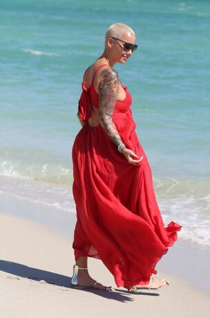 AMBER ROSE in Swimsuit at a Beach